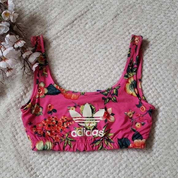 adidas Tops - ADIDAS LIMITED EDITION PINK FLORAL GYM BRA/TOP